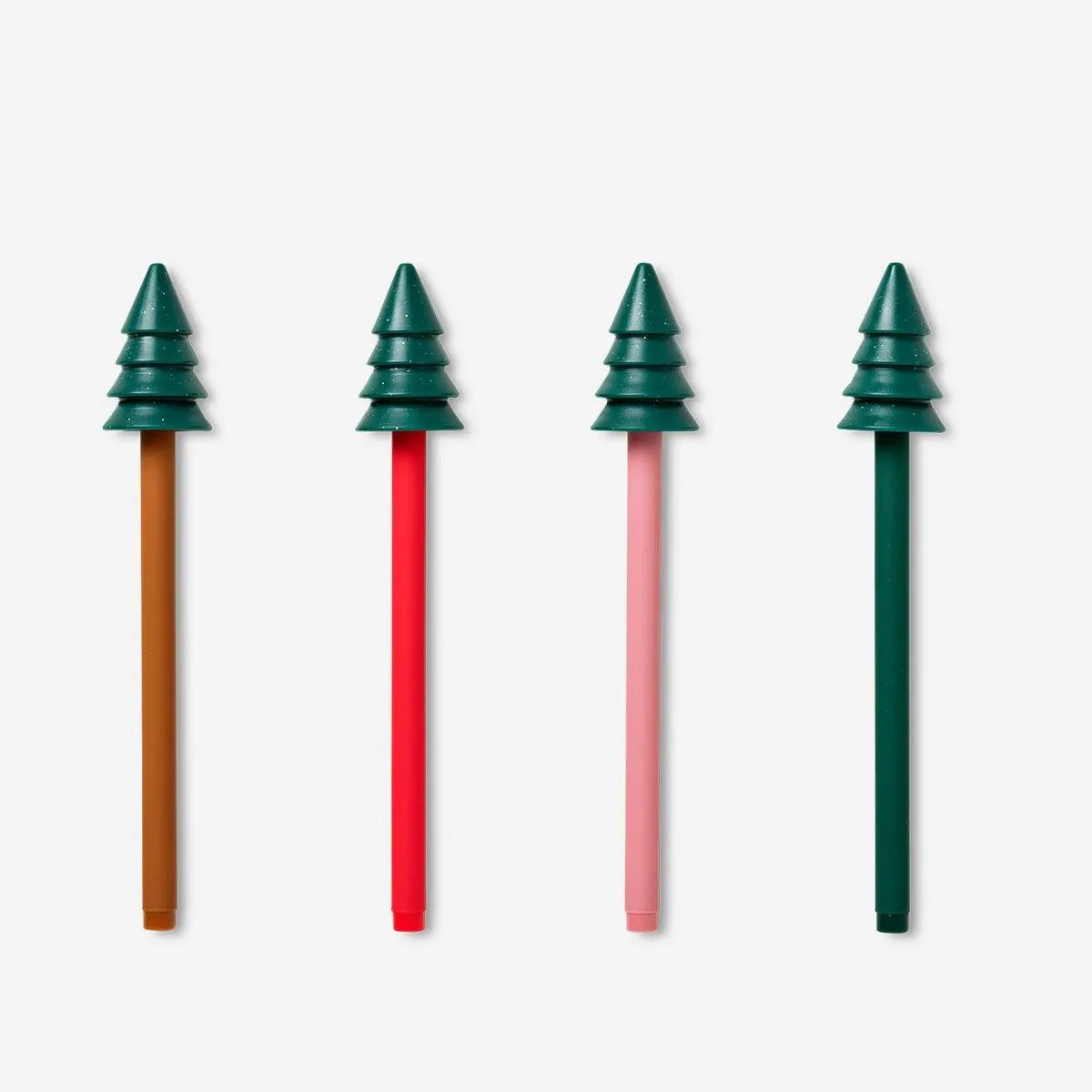 Glitter gel pens with Christmas tree toppers - 4 pcs