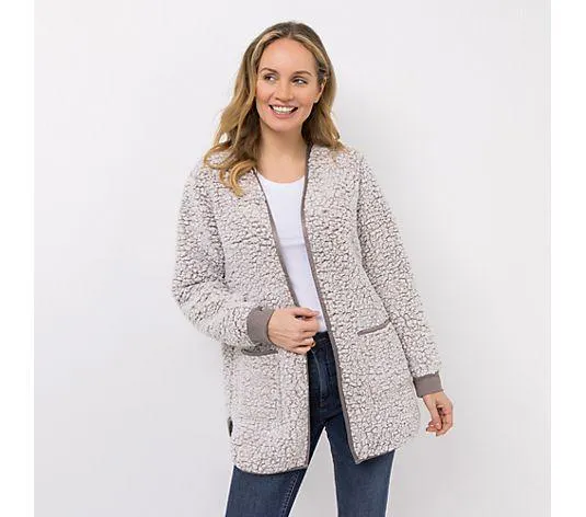 MONT CHALET Homewear-Cardigan Designauswahl Schäfchenfell aufgesetzte Taschen