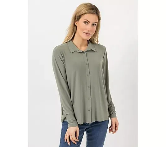 AMINATI® Jerseybluse, 1/1-Arm Hemdkragen elastische Ware leger weit