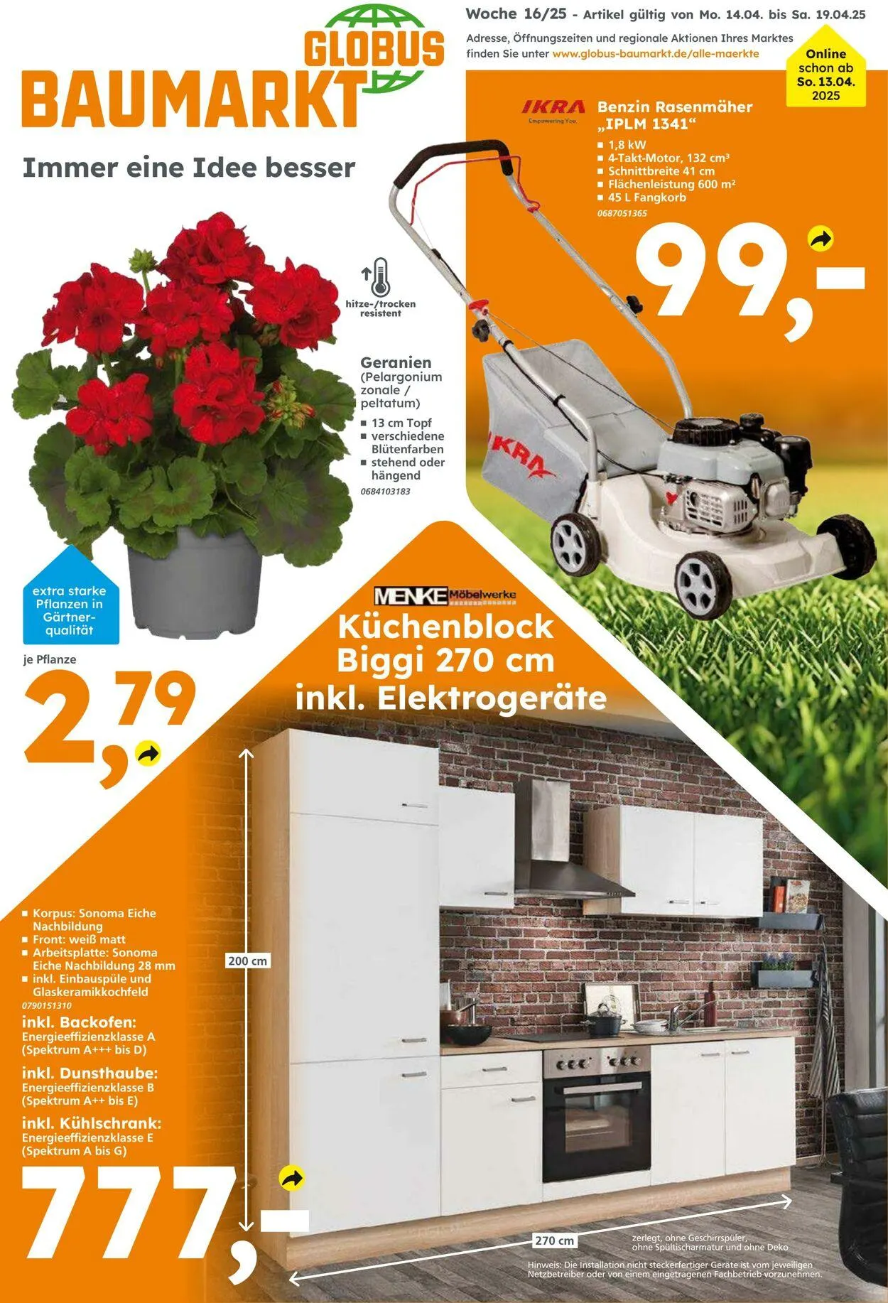 Globus Baumarkt Aktueller Prospekt von 13. April bis 19. April 2025 - Prospekt seite 1