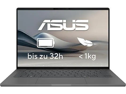 ASUS Zenbook A14 UX3407QA-QD313W, Copilot+ PC, Notebook, mit 14 Zoll Display, Qualcomm - X1-26-100 Prozessor, 16 GB RAM, 1 TB SSD, Qualcomm Adreno™ Onboard Graphics, Grau, Windows 11 Home