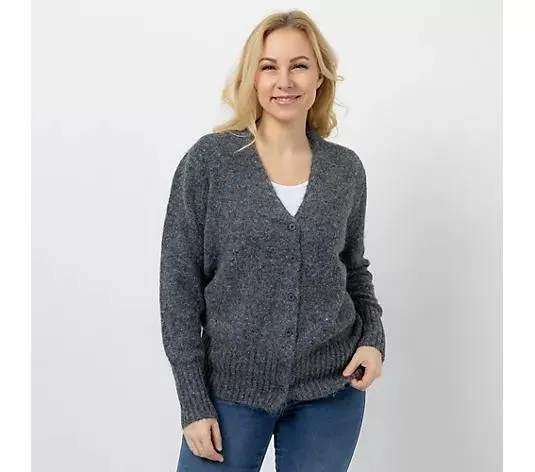 Wählen Sie Ihre Variante: CASHMASOFT Cardigan mit Pailletten V-Ausschnitt Knopfleiste