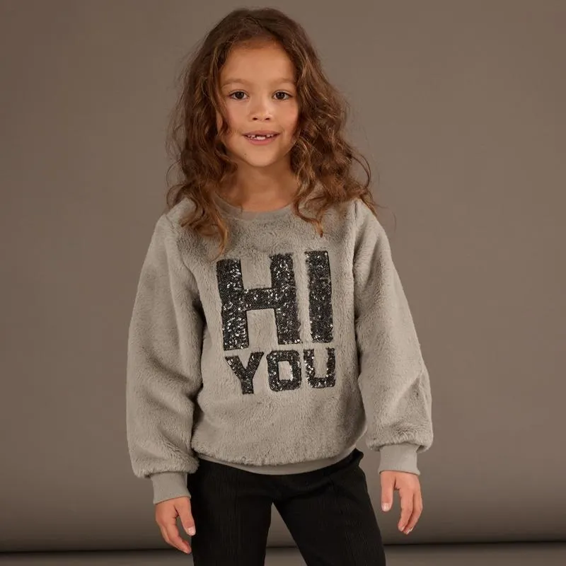 Mädchen-Fleeceshirt mit Pailletten Applikation