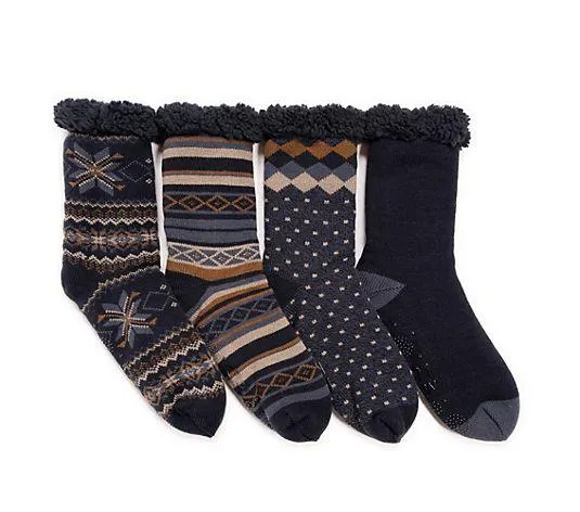 MUK LUKs Herren- Stopper-Socken weich gefüttert 4er Pack