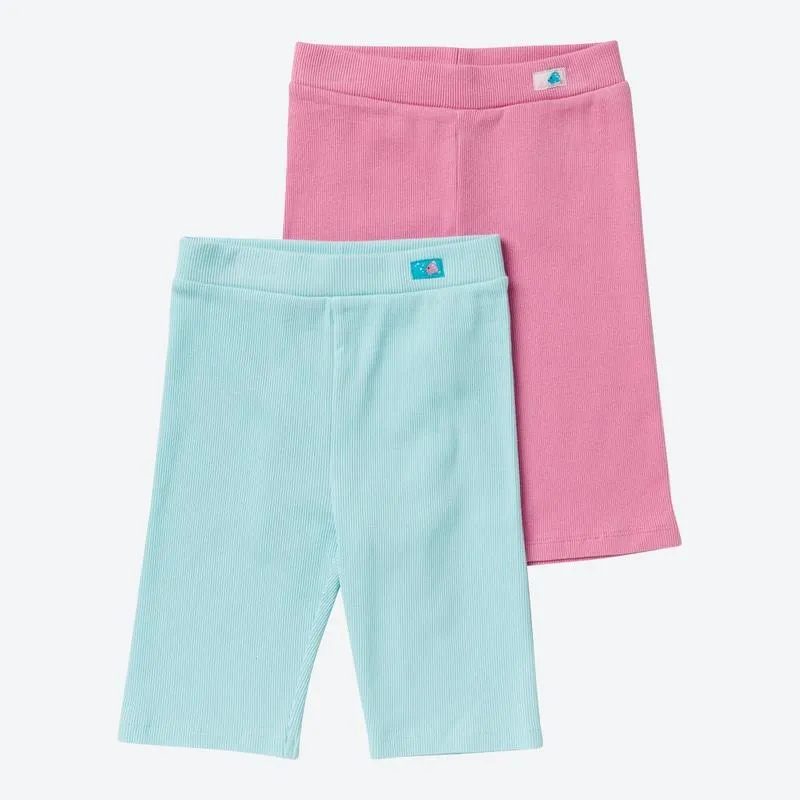 Kinder-Mädchen-Radlershorts im Ripp-Design, 2er-Pack