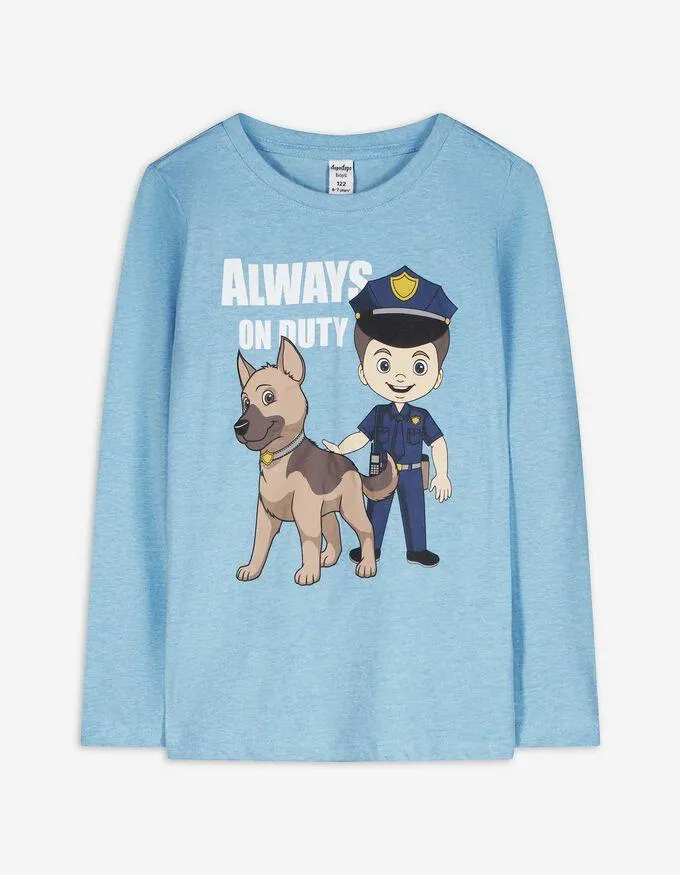 Tričko s dlouhým rukávem - Potisk - svetle modra