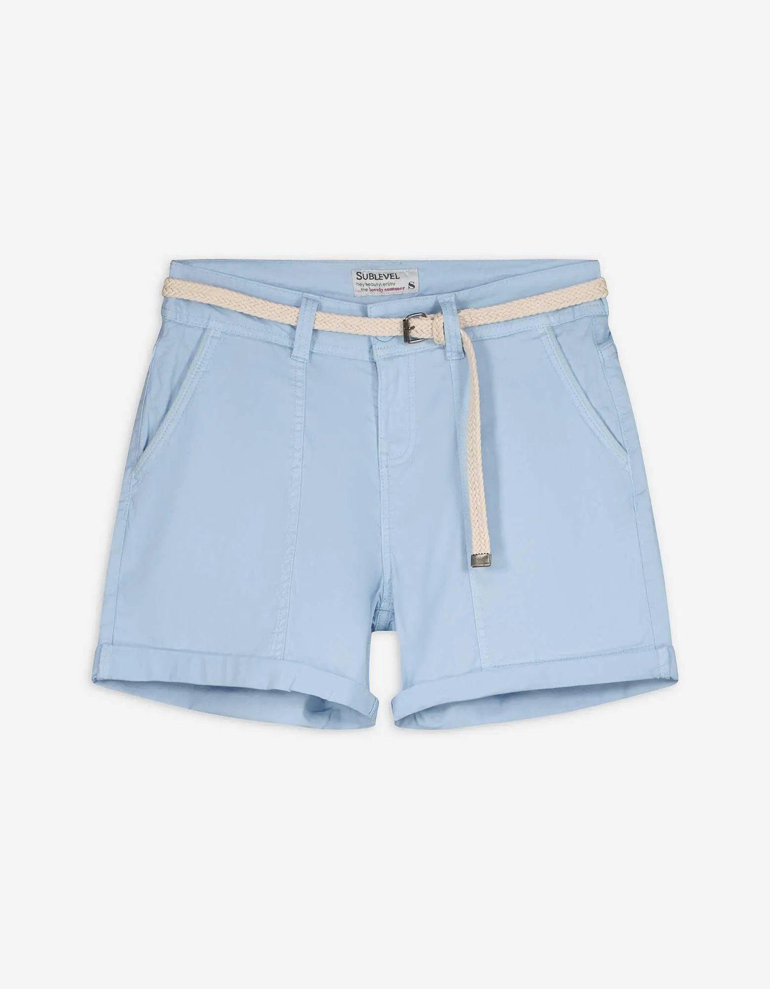 Shorts - Ziernähte - hellblau