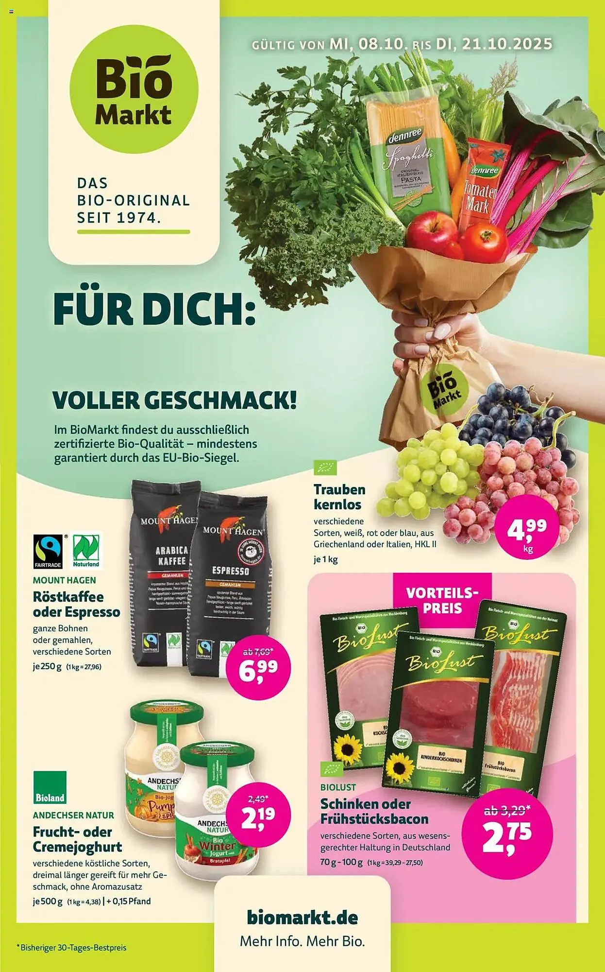 Biomarkt Prospekt von 8. Oktober bis 21. Oktober 2025 - Prospekt seite 1
