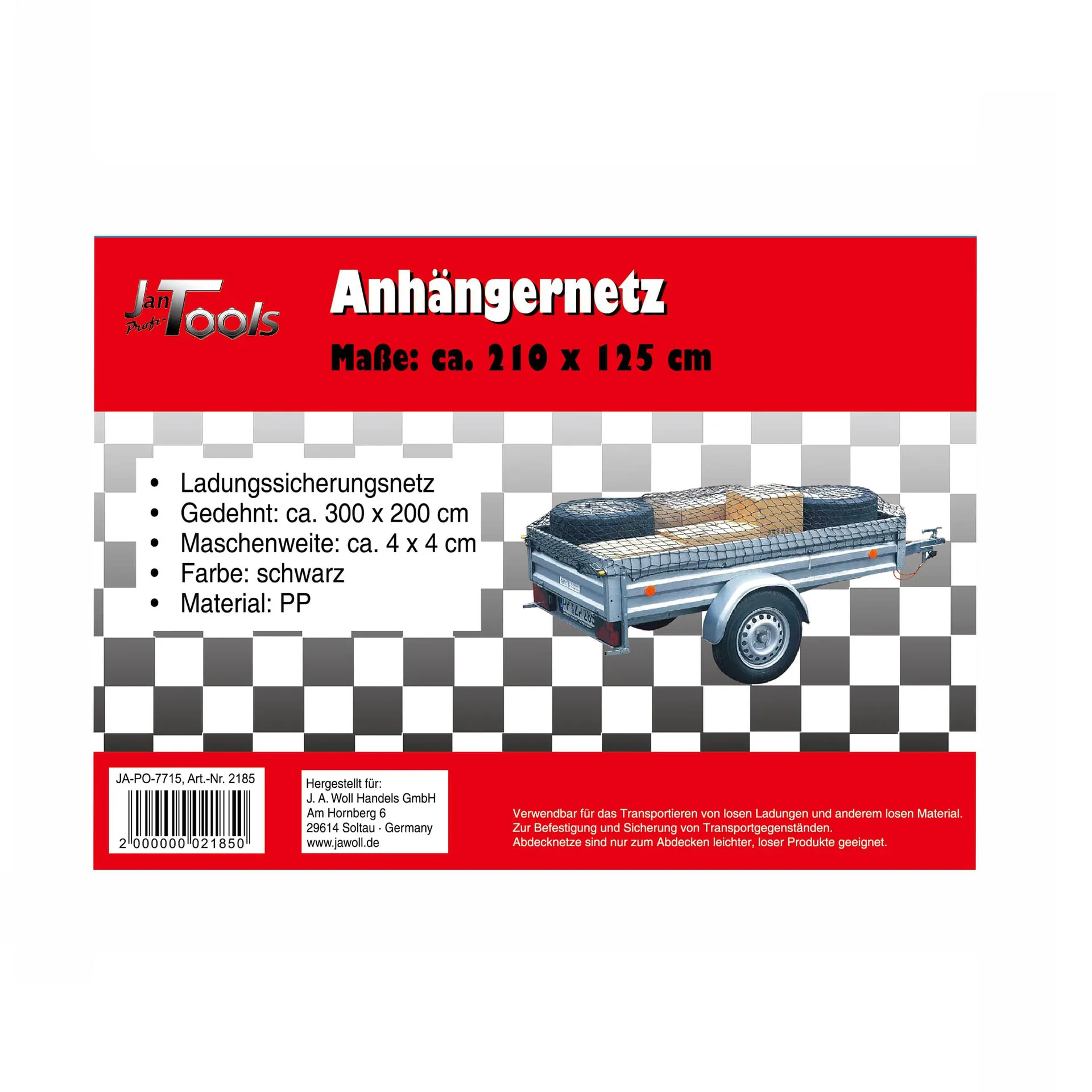 Anhängernetz 210 x 125 cm
