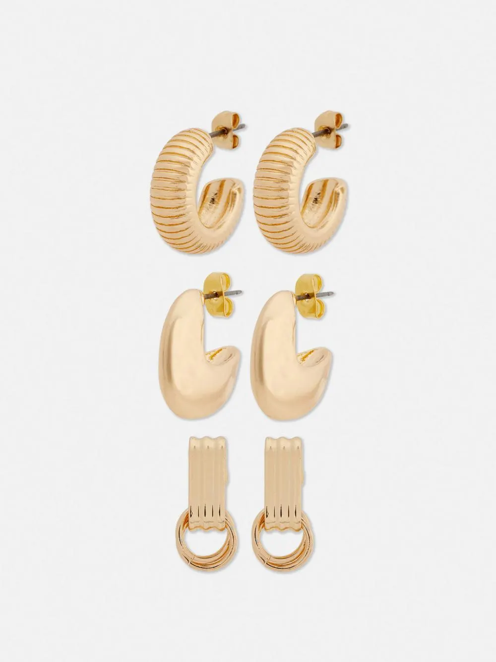 Creolen und Hängeohrringe, 3er-Pack