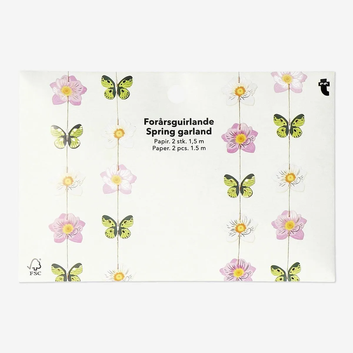 Spring garland with flowers and butterflies - 150 cm