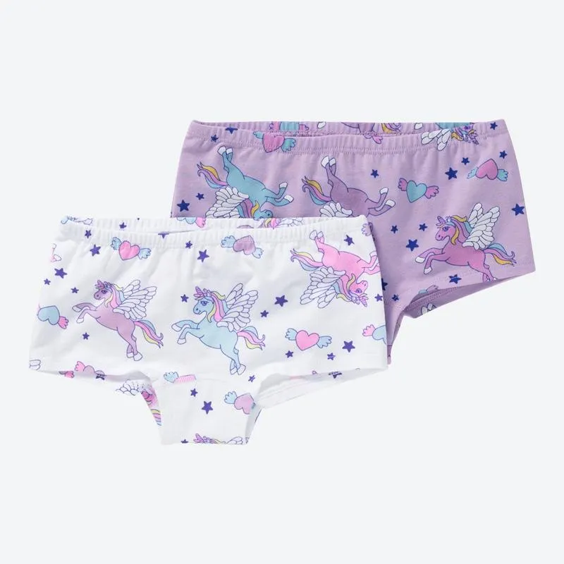Kinder-Mädchen-Panty mit Einhorn All-Over-Print, 2er-Pack
