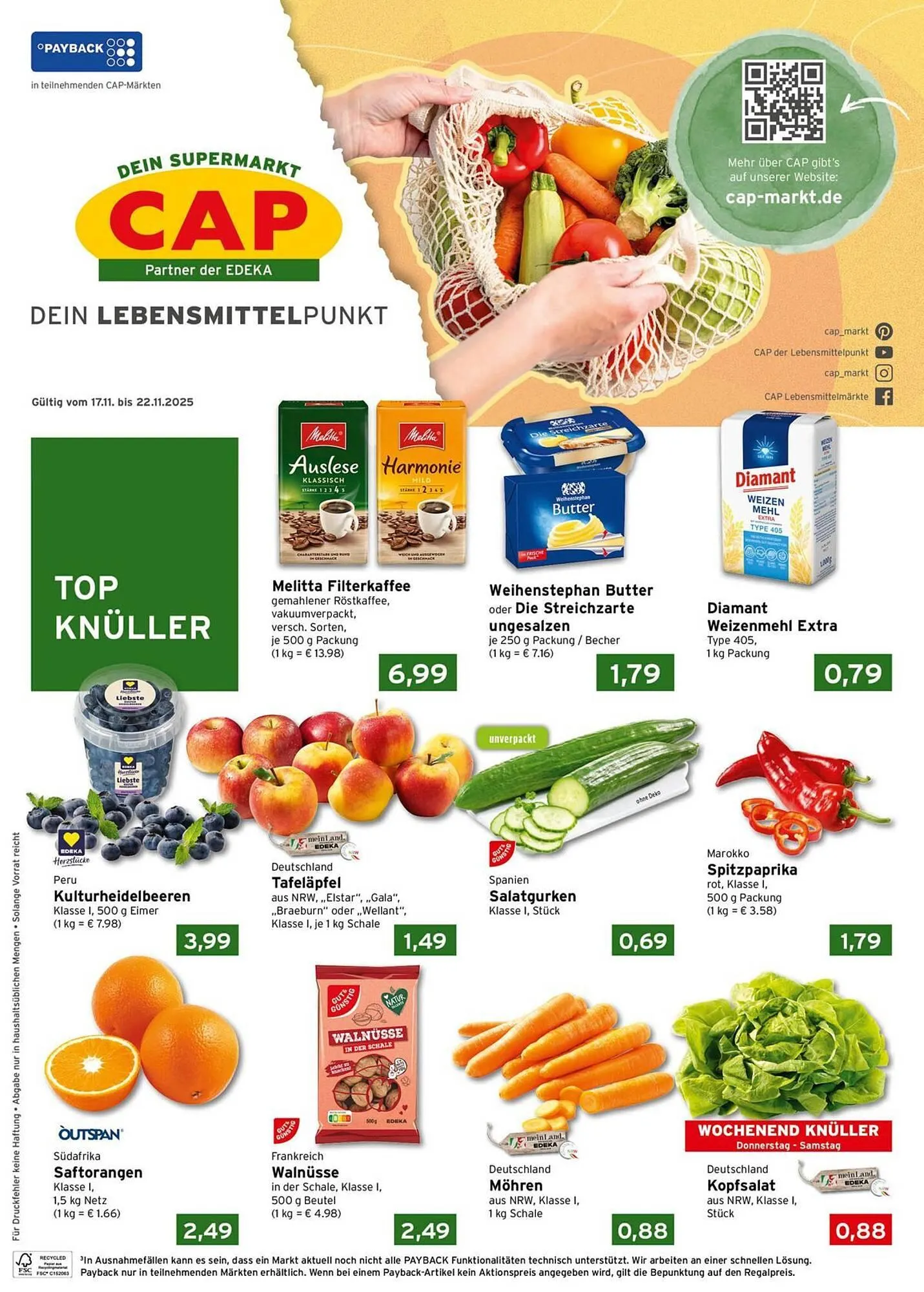 CAP Markt Prospekt von 17. November bis 22. November 2025 - Prospekt seite 1