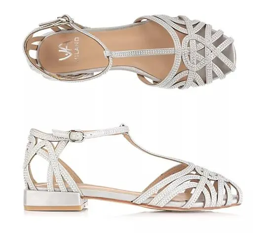 VIA MILANO Damen-Sandale Strass-Applikationen verstl. Riemen Absatz ca. 2,3 cm