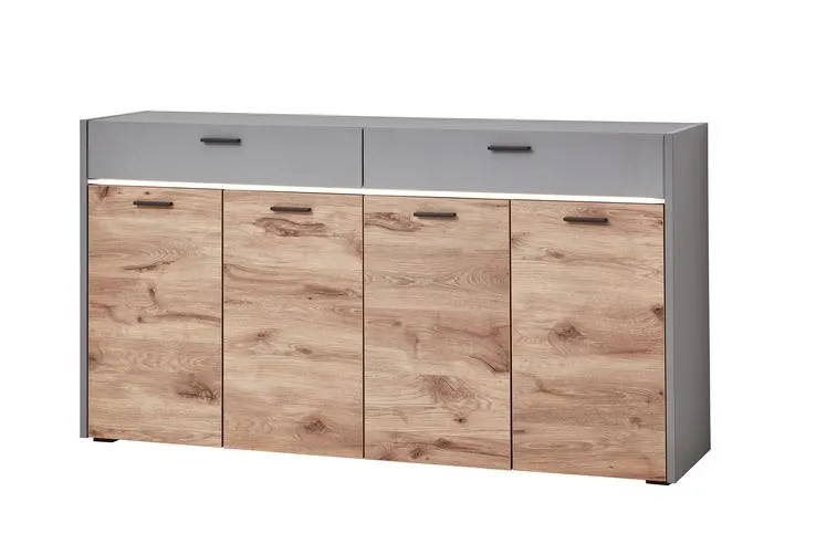 vito Kommode SERATA 165 x 88 cm hellgrau/Nox Oak Dekor