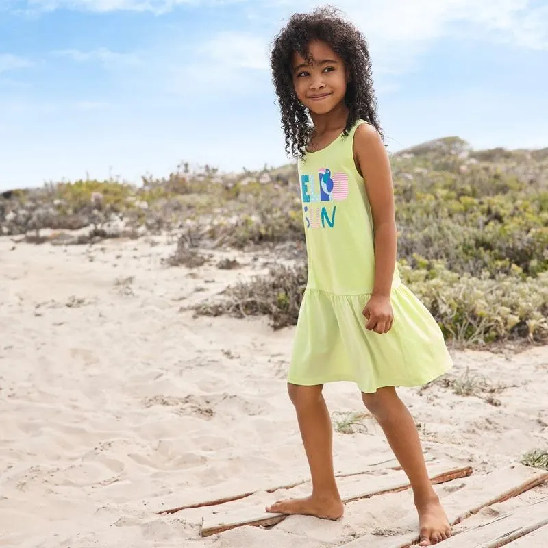 Kinder-Mädchen-Kleid mit Frontaufdruck