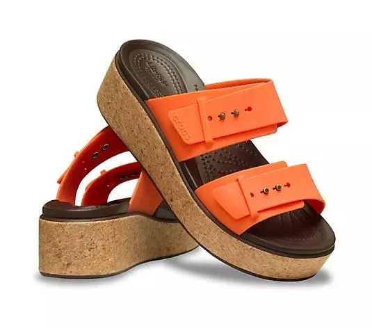 CROCS™ Damen-Pantolette Brooklyn Cork Buckle Plateau ca.1cm Lite Ride Technologi™