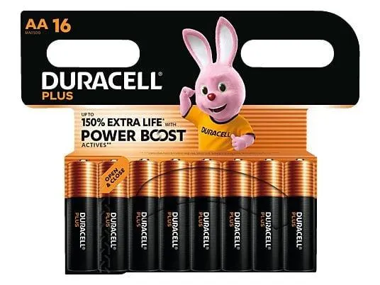 DURACELL Plus AA Batterie, Alkaline, 1.5 Volt 16 Stück