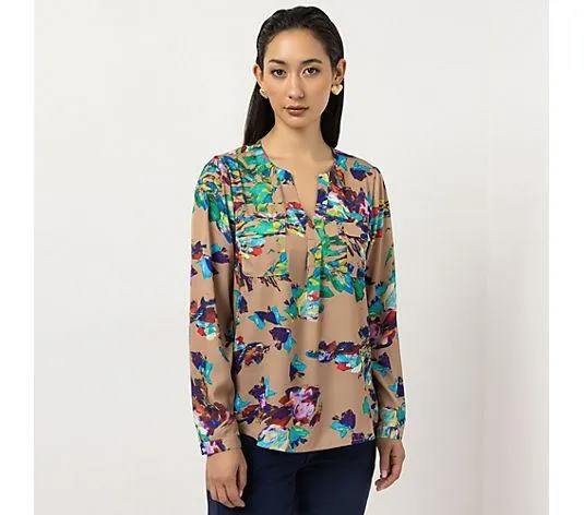 STEFFEN SCHRAUT Bluse Mailand Serafino-Ausschnitt Brusttaschen figurumspielend