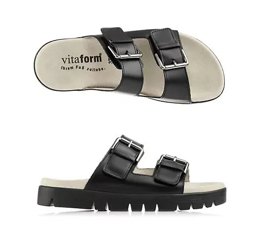 VITAFORM Damen- Pantolette Softnappa 2 Klettverschlüsse Sohle Lara