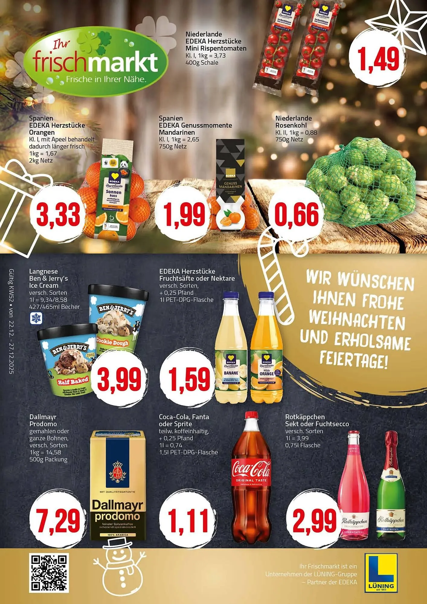 Ihr Frischmarkt Prospekt von 22. Dezember bis 27. Dezember 2025 - Prospekt seite 1