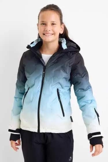 Ski jacket with hood - water-repellent - patterned