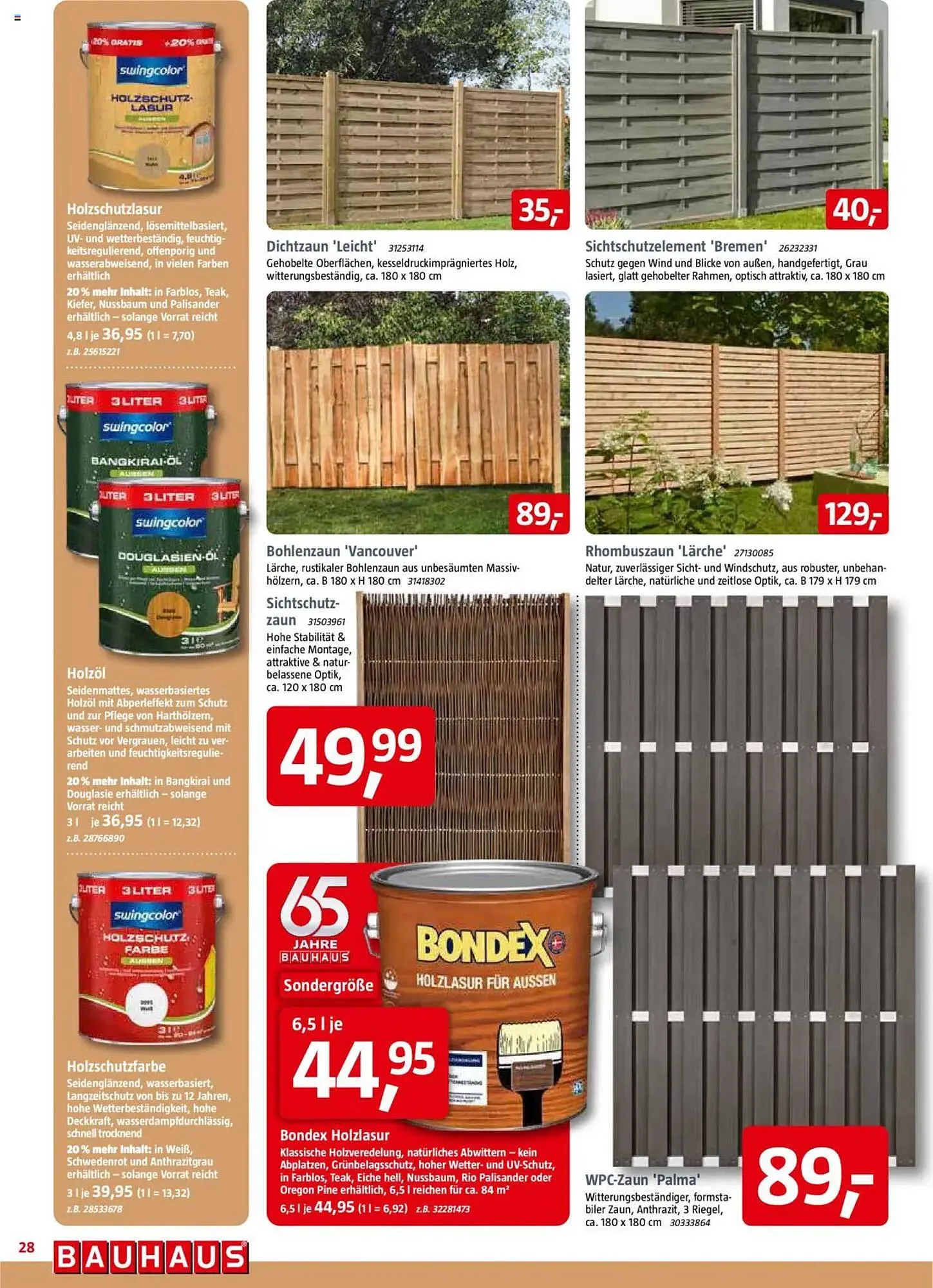 Bauhaus Prospekt von 29. März bis 3. Mai 2025 - Prospekt seite 28