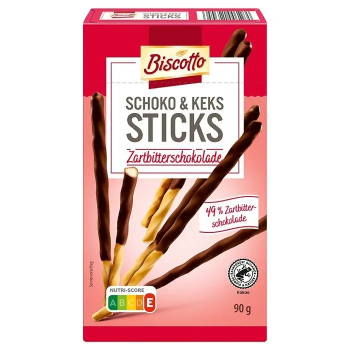 BISCOTTO Schoko & Keks Sticks 90 g, Zartbitterschokolade
