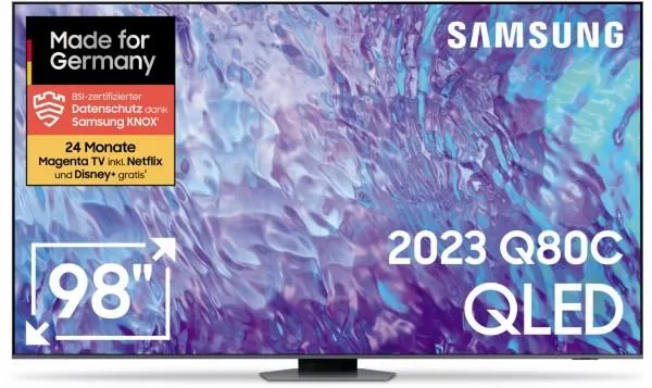 Samsung GQ98Q80CAT 247 cm (98") QLED AI TV mit AI Neural Quantum Prozessor 4K carbonsilber / F