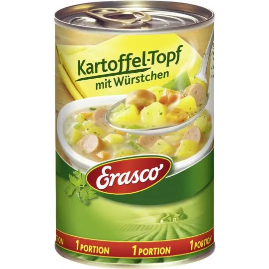Erasco 1 Portion Kartoffel-Topf mit Würstchen 400G