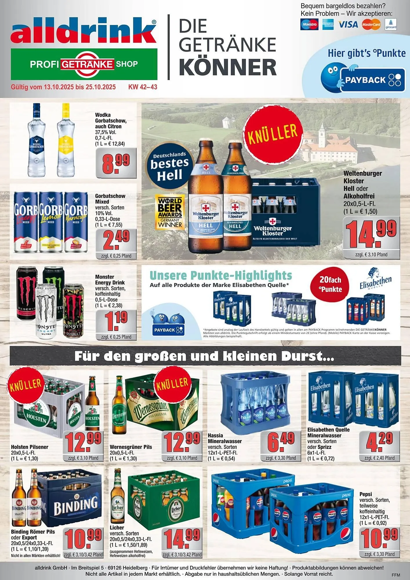 Alldrink Prospekt von 13. Oktober bis 26. Oktober 2025 - Prospekt seite 1