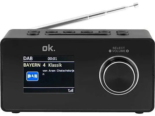 OK. OCR 430-B Radiowecker, FM, DAB+, Bluetooth, Schwarz
