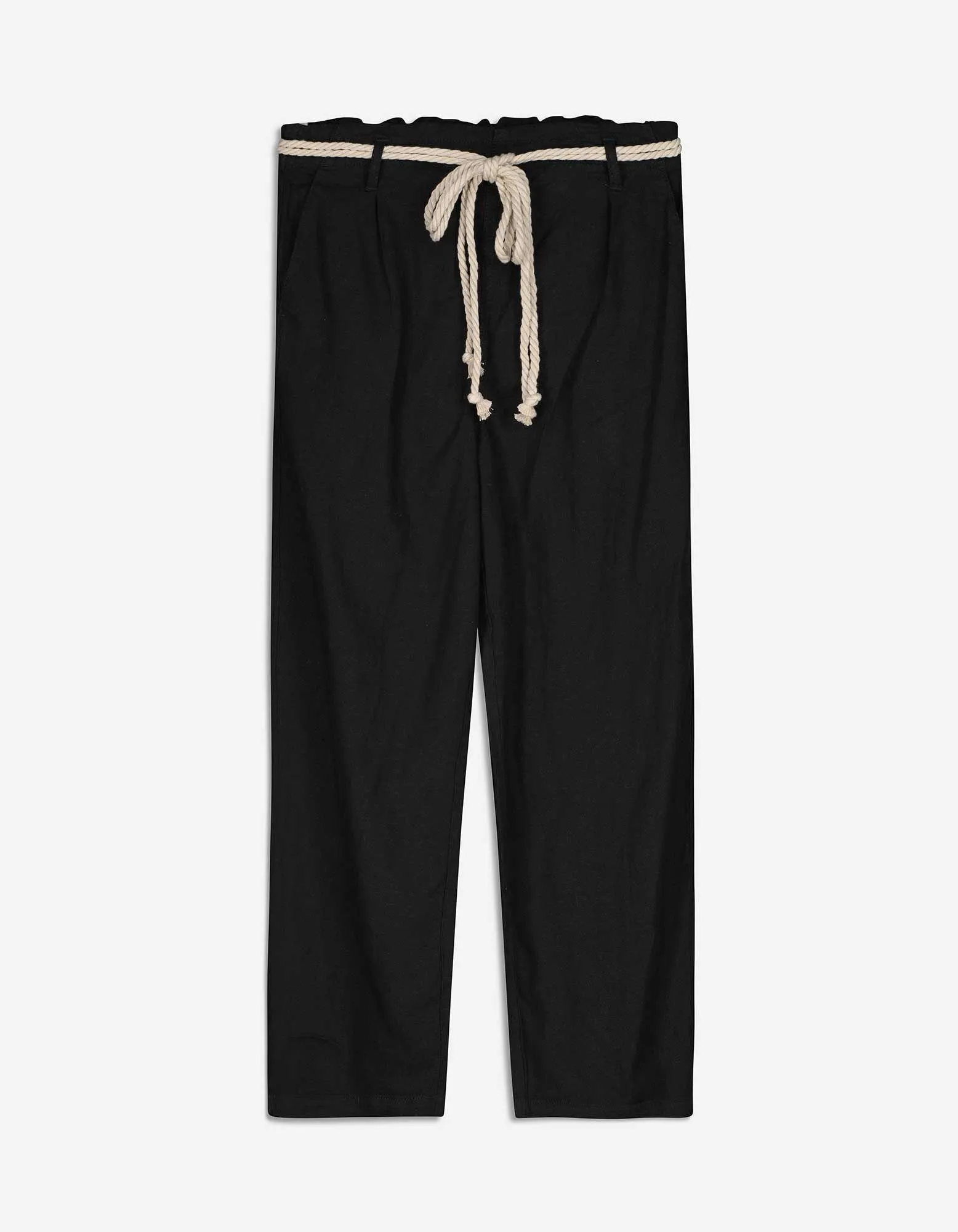 Culotte - Leinen-Mix - schwarz