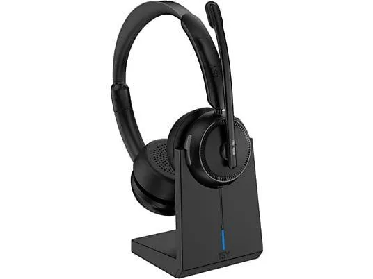 ISY IHS-8200 Bluetooth Headset mit Dockingstation, Over-ear Headset Bluetooth Schwarz