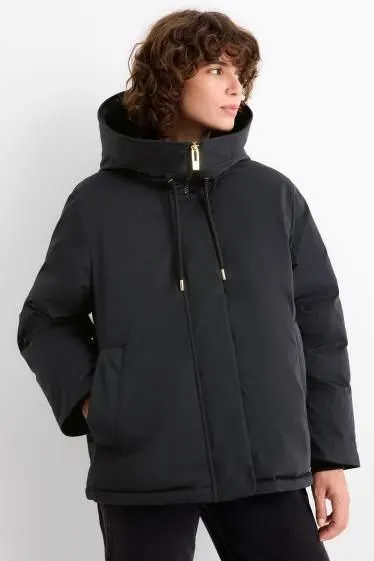 Jacket with hood - lined - water-repellent