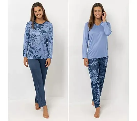 LITTLE ROSE 2 Pyjama-Sets 1/1-Länge Mikrofaser floraler Druck