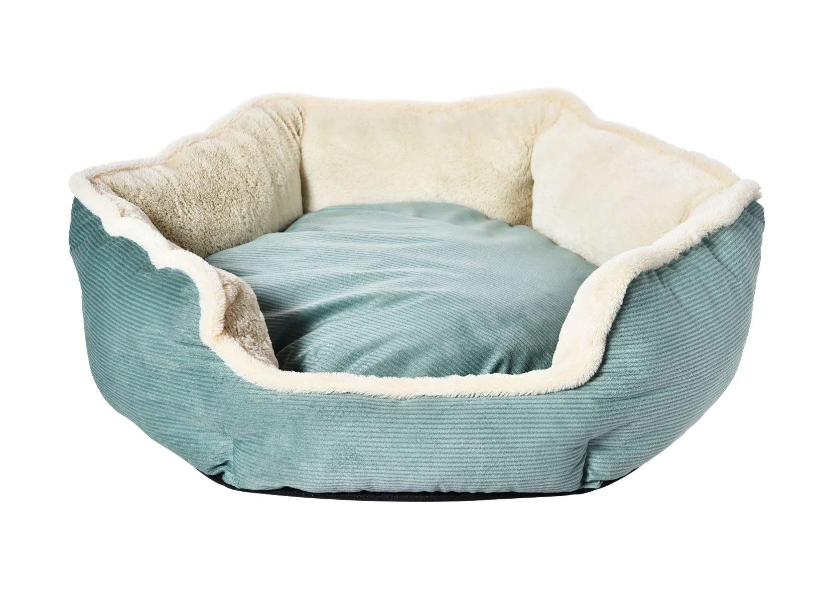 Hundebett Hexagon aus Cord/Plüsch 65cm Mint