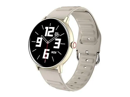 KREVA 1,43 Zoll AMOLED HD-Bildschirm Smartwatch Silikon, Beige