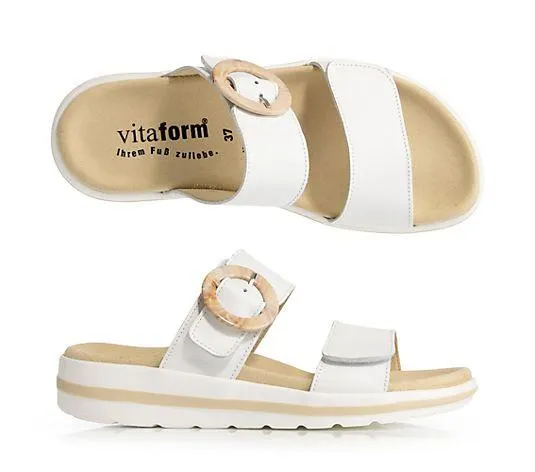 VITAFORM Damen- Pantolette Nappaleder Schnalle 2 Klettriemen