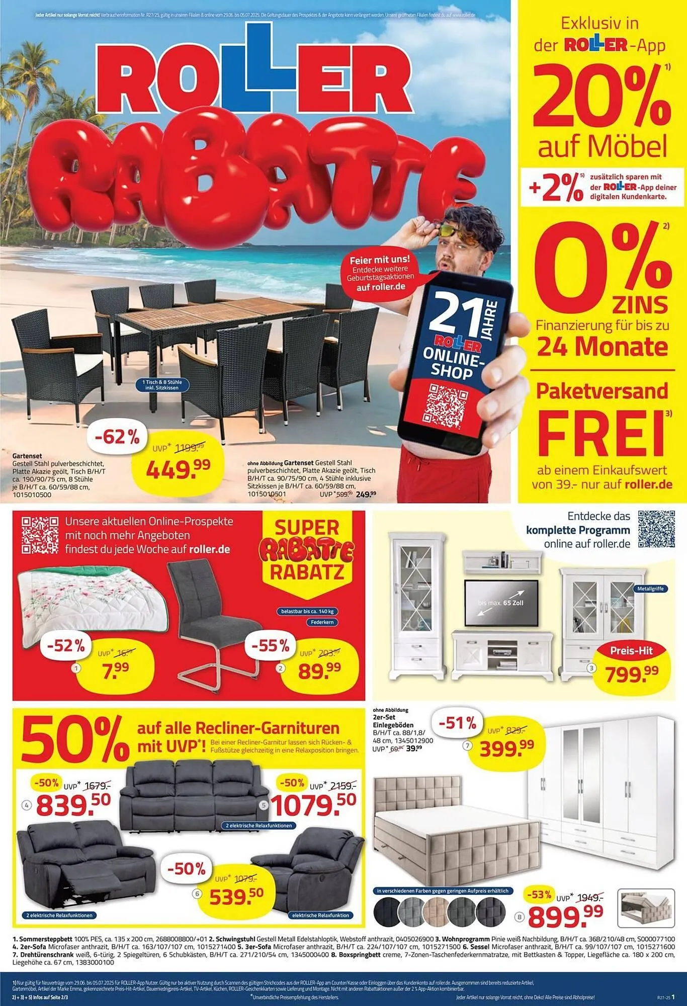 ROLLER Prospekt von 29. Juni bis 5. Juli 2025 - Prospekt seite 1