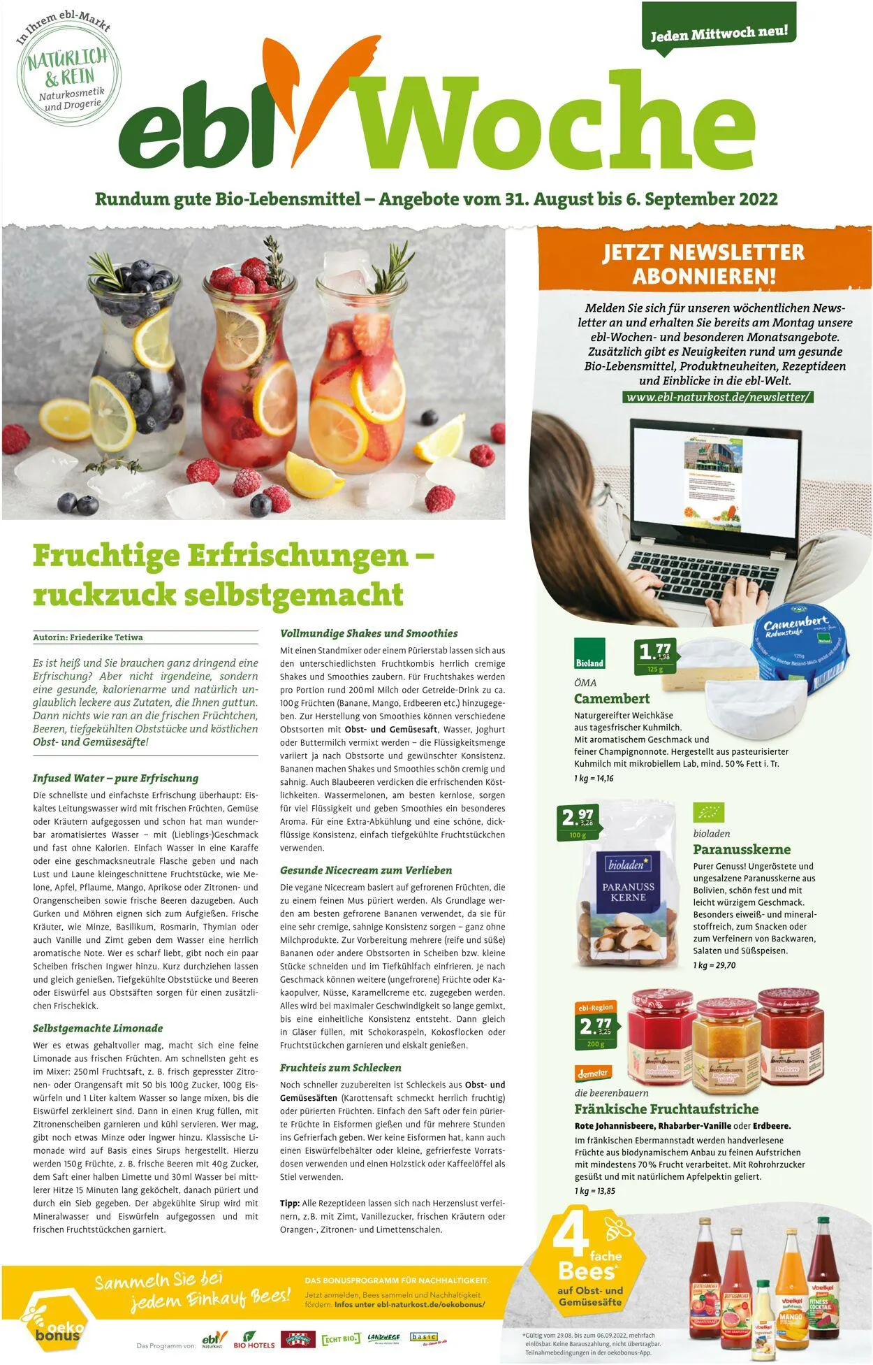 ebl Naturkos von 31. August bis 30. September 2023 - Prospekt seite 1