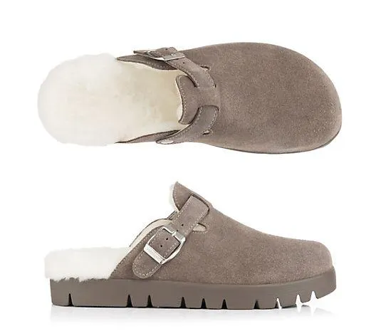 VITAFORM Damen-Clog Verloursleder Lammfell Sohle Lara