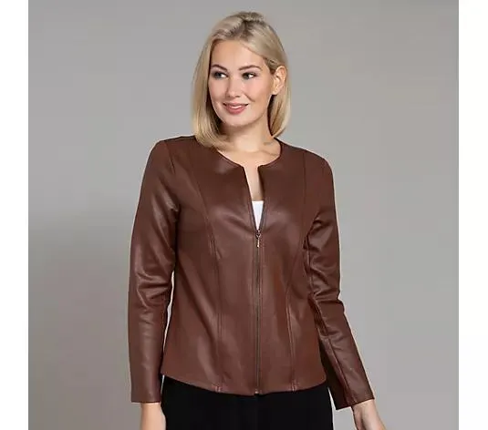 Wählen Sie Ihre Variante: B-Ware KIM & CO. Jacke, 1/1-Arm Scuba-Leder-Optik elastisch