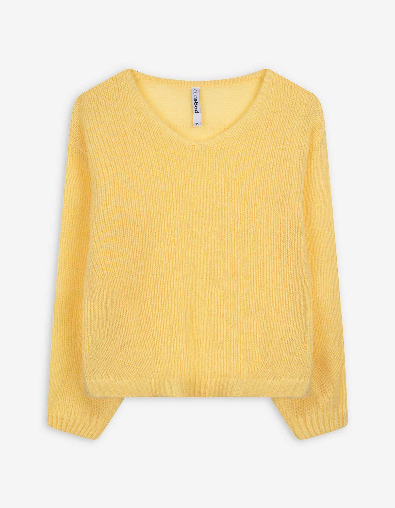 Strickpullover - V-Ausschnitt - gelb