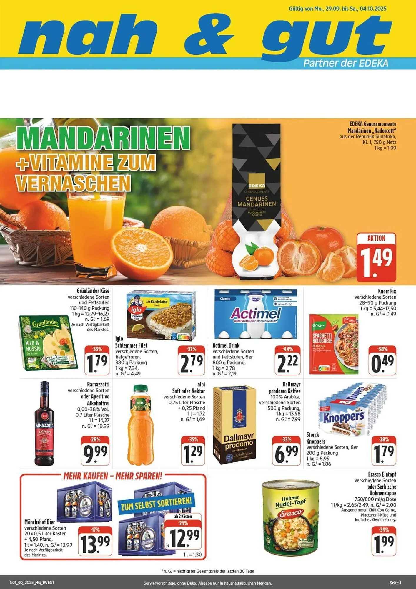 Nah & gut Prospekt von 27. September bis 4. Oktober 2025 - Prospekt seite 1