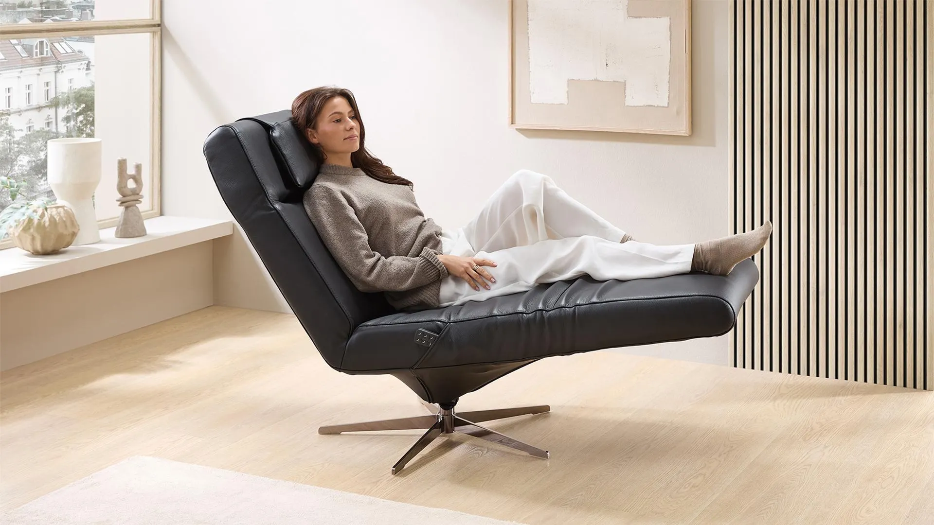 Cuoio Liege Positano mit 3-motorischer Relaxfunktion in Leder