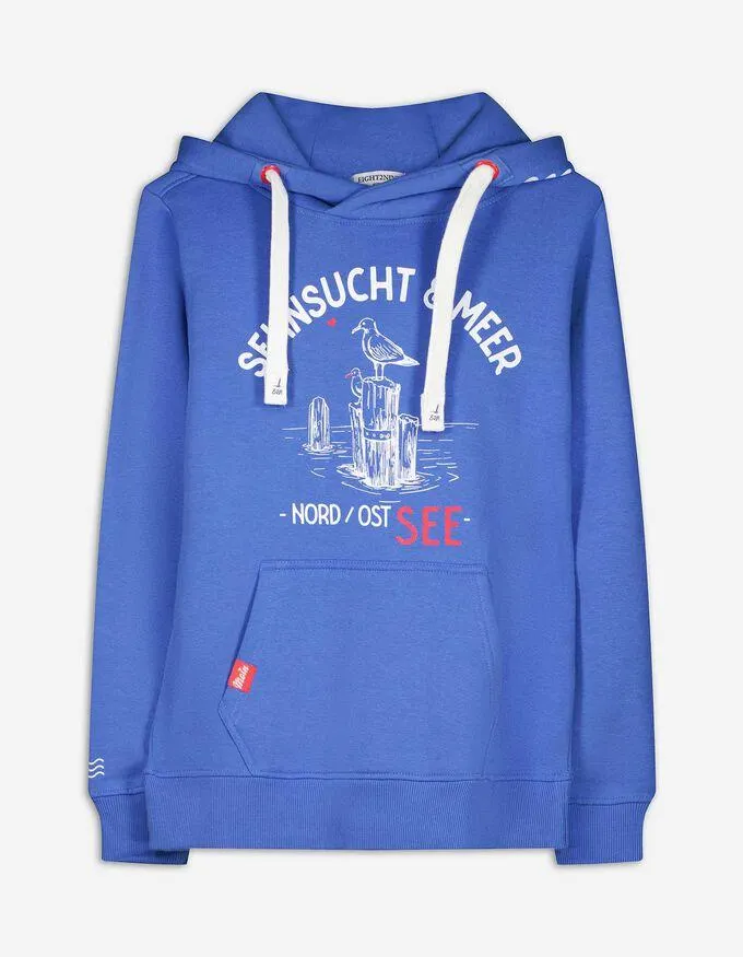 Mikina s kapucí - Kapuce se šňůrkou na stažení - modra