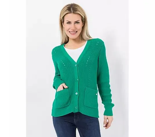 EVA LUTZ Cardigan V-Ausschnitt Knopfleiste figurbetont