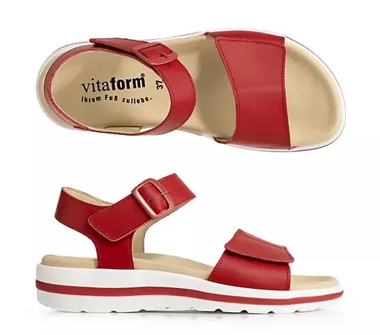 VITAFORM Damen- Sandalette echt Leder Klettverschlüsse Sohle Jana