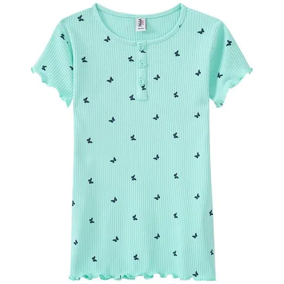 Mädchen T-Shirt mit Rippstruktur